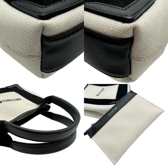 BALENCIAGA Handbag Navy Cabas XS Canvas Leather Black x Ivory Women's 390346 ... - Picture 4 of 5